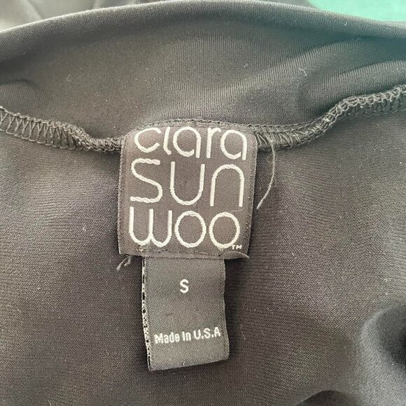 Clara Sunwoo Size Small  Top Blouse Black Cold Shoulder Slinky Liquid - Picture 6 of 7